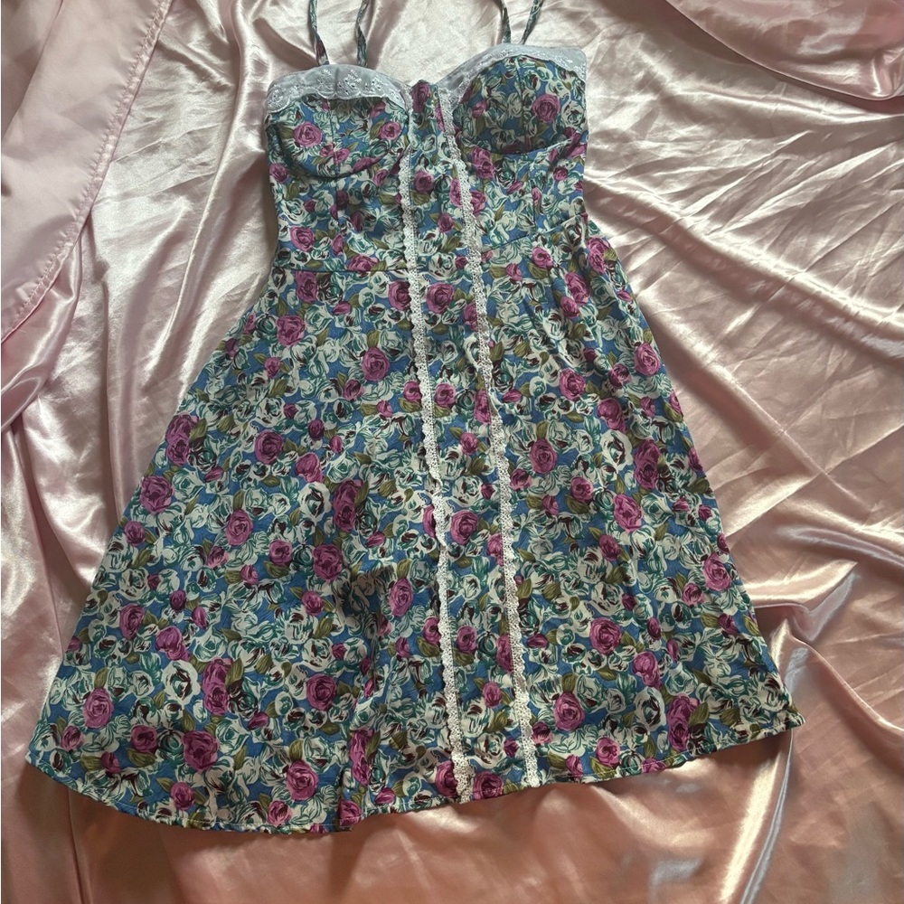 Floral Lace-Trimmed Dress
